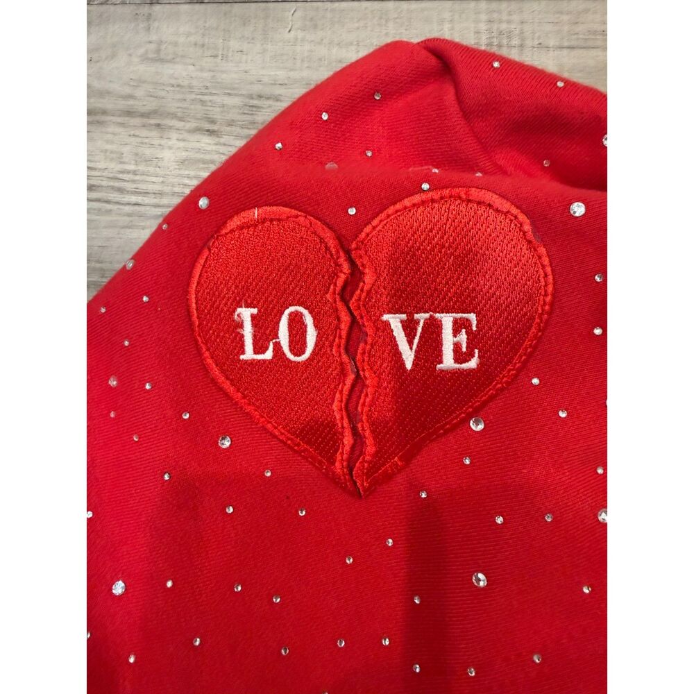 Resilient Studios Rhinestone Zip Sweatshirt Jacket Red L - Picture 3 of 8